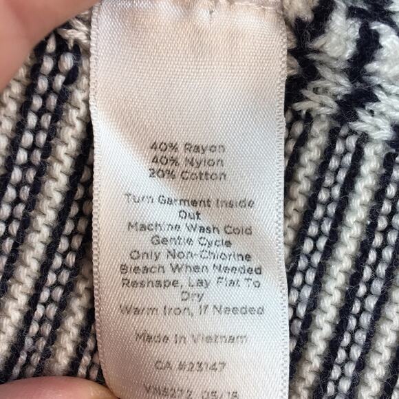 Talbots Long Tunic Style Sweater Black & Off White Knit Stripes Size Large - Picture 7 of 7